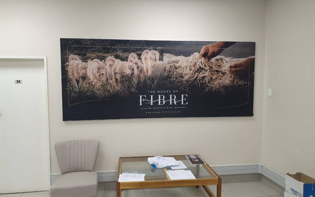 Large branded House of Fibre interior wall display sign