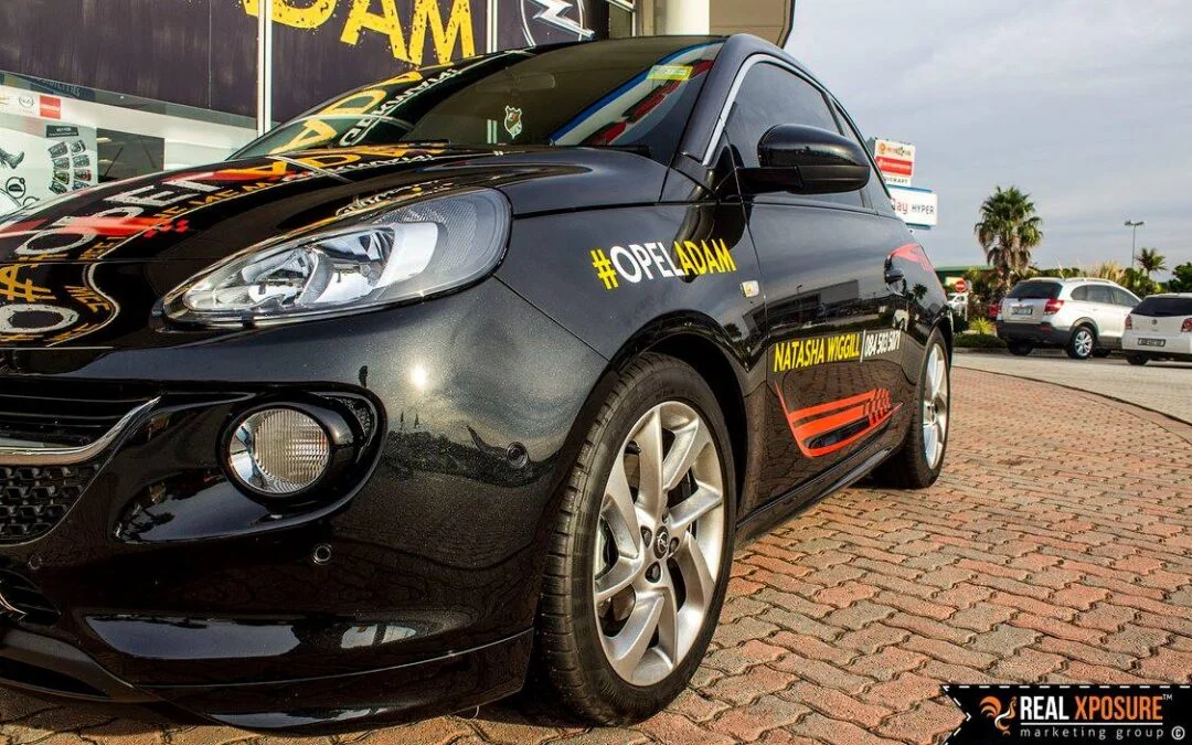 black opel adam with car branding