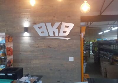 BKB signage inside of a store room