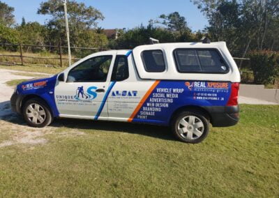 branding and services on a bakkie side view